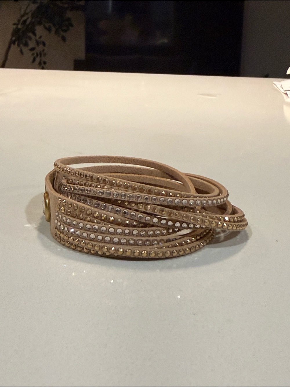 Swarovski Gold Crystal Multi-Row Wrap Bracelet - Picture 2 of 3